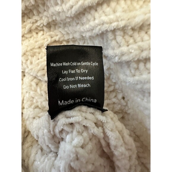 POL Sweater Womens Large Ivory Shredded Oversized Chunky Chenille Cropped Hooded - Picture 3 of 10